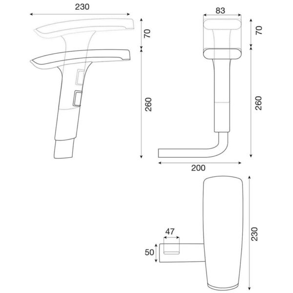 Pair of Concept 1D arms, black nylon bracket, black or chromed PU pad  Italexpo