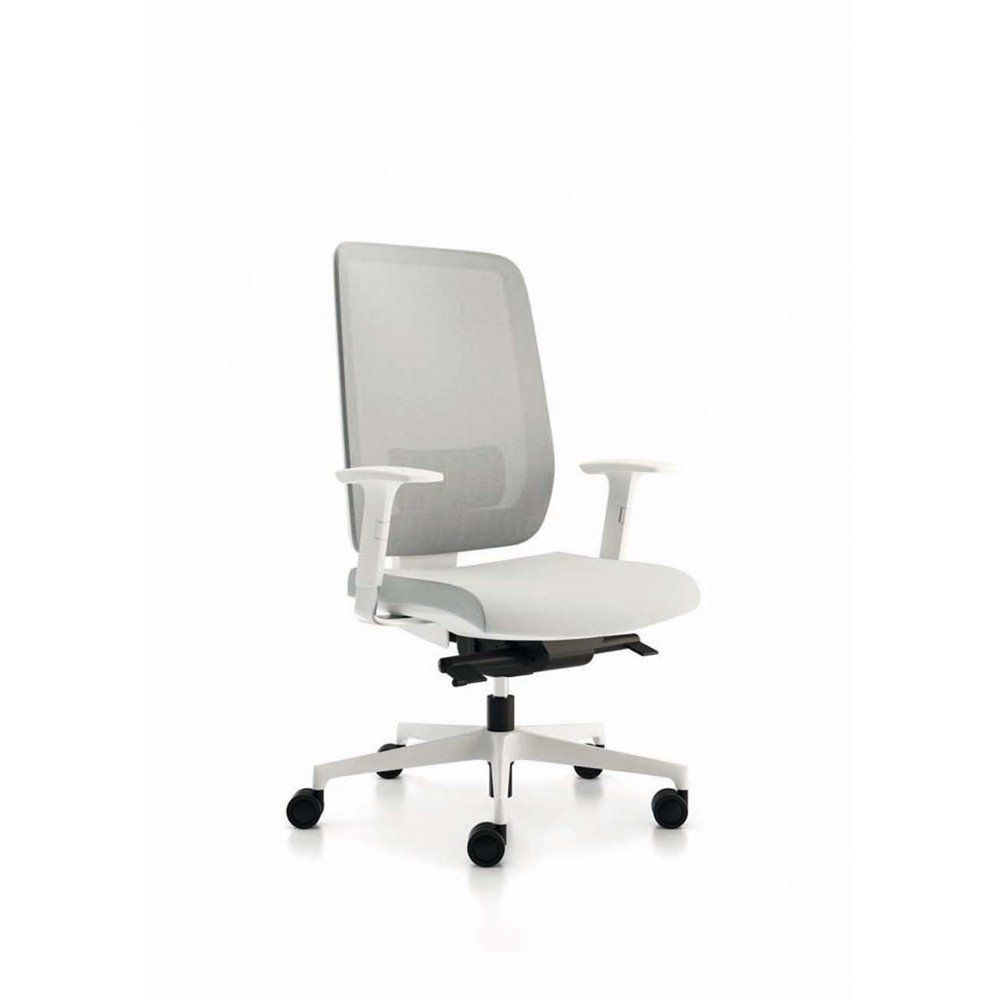 Business seduta bianca syncro sedile con traslatore, braccioli e poggiatesta Business D023/Bi