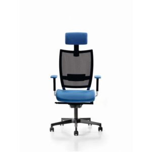 Office chair top, black frame with headrest, mesh, with arms, trasla seat Mod. CONCEPT D007/Ne/Pt by Italexpo