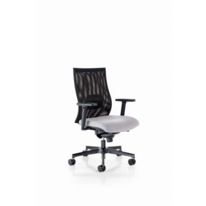Office chair high back, black frame, mesh, with arms, UNI fixed seat Mod. IRON NET D018/Ne by Italexpo