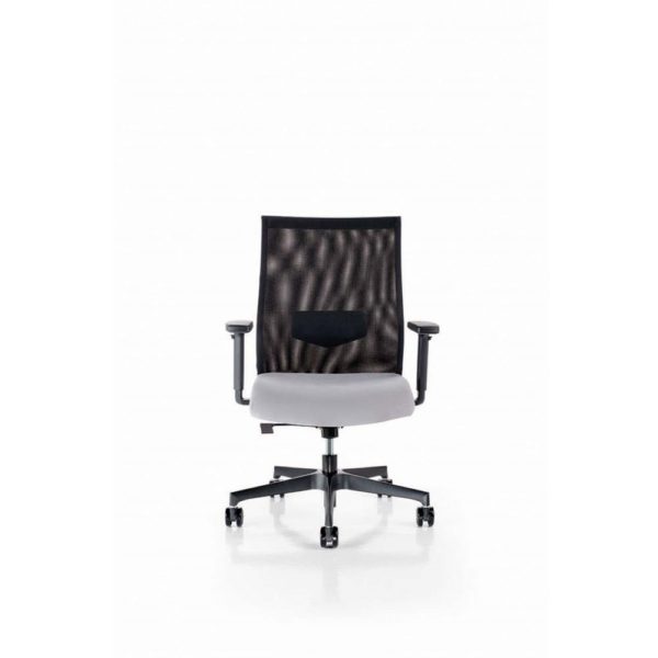 Office chair low back, black frame, mesh, with arms, UNI fixed seat Mod. IRON NET  D019/Ne by Italexpo