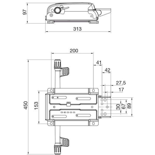 SYM023/T Synchronized mechanism, with lateral adjustment, 4 locking positions, antishock w/slide Italexpo