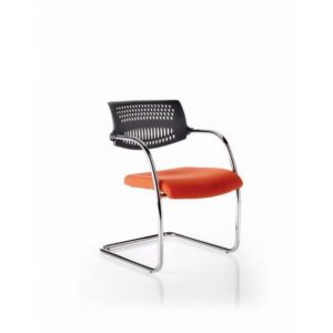 Meeting room chair chromed frame, with arms, cantilever base Mod. SKAY D220/Ct by Italexpo