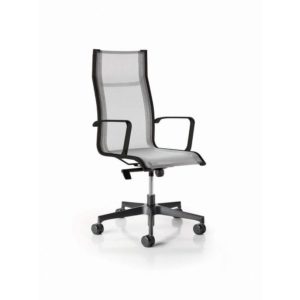 Office chair high back, black frame, mesh, with arms Mod. ALL BLACK D380/Ne by Italexpo