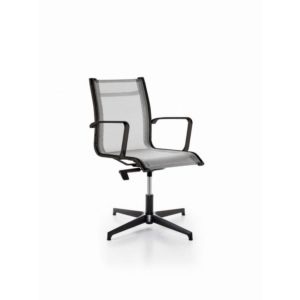 Office chair low back, black frame, mesh, with arms, fixed base Mod. ALL BLACK  D383/Ne/B4R by Italexpo