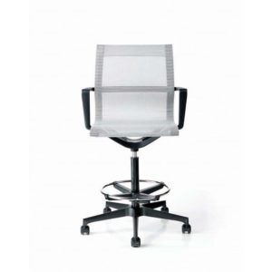 Office chair low back, black frame, elastic mesh, with arms, stool version Mod. TEKNO D130/Ne/Sa by Italexpo