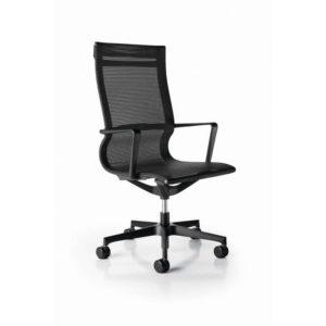 Office chair, low back, black frame, elastic mesh, with arms Mod. TEKNO D131/Ne by Italexpo