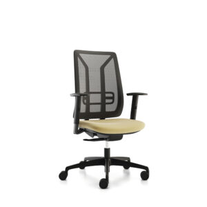 Office Chair CATAS Certified Mod. TWICE black, synchro, UNI fixed seat, with arms - Italexpo - Made in Italy