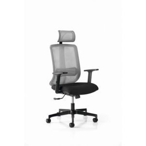 Office chair black frame, runproof 3D fabric, with arms, UNI fixed seat, headrest Mod. VERTIGO D145/Pt by Italexpo