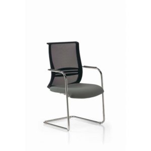 Office chair low back, black frame, mesh, with arms, cantilever base Mod. X-WING  D003/Ne/Cb