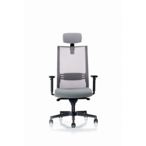 Office chair high back with headrest, black frame, mesh, with arms, UNI fixed seat Mod. X-WING D001/Ne/Pt by italexpo